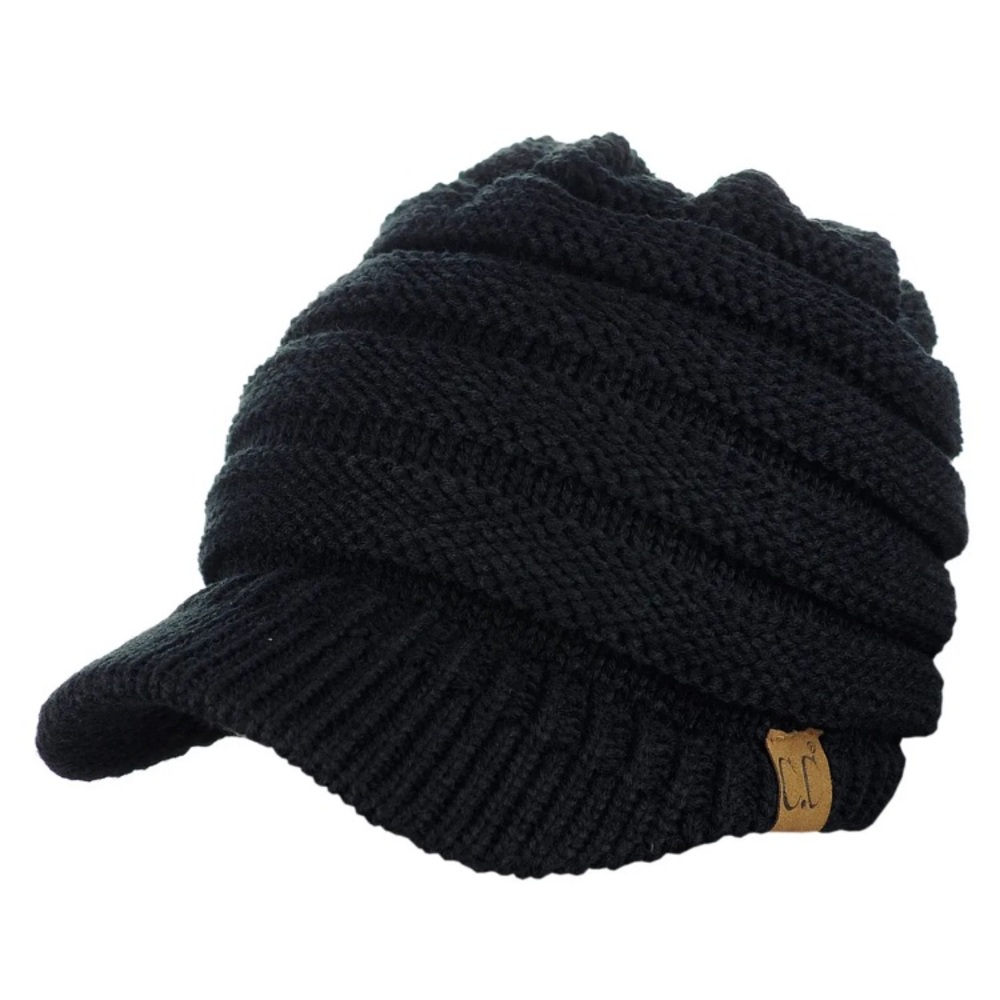 C.C. Black Beanie Cap with Tail